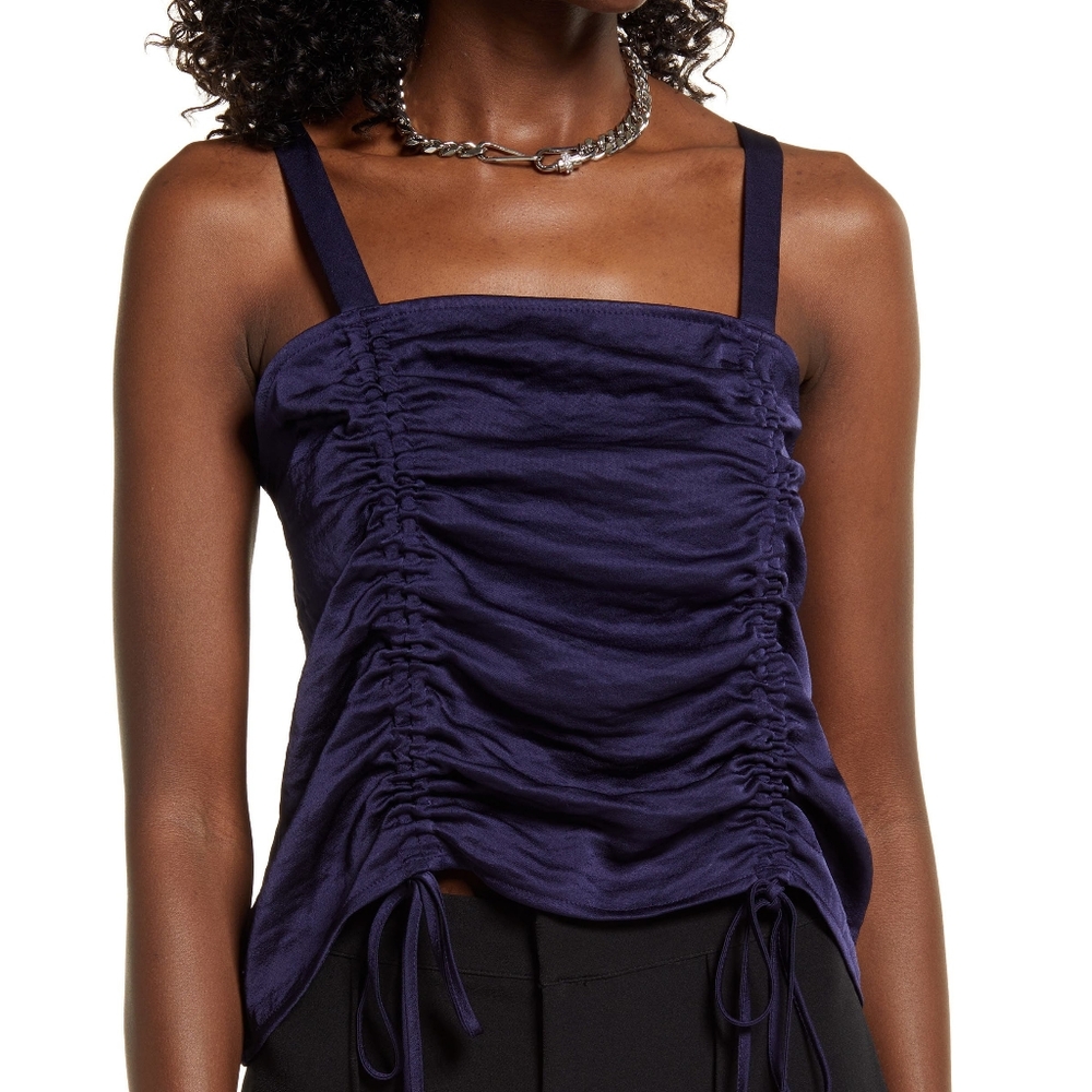 Open Edit Nordstrom Satin Tie Ruched Cami